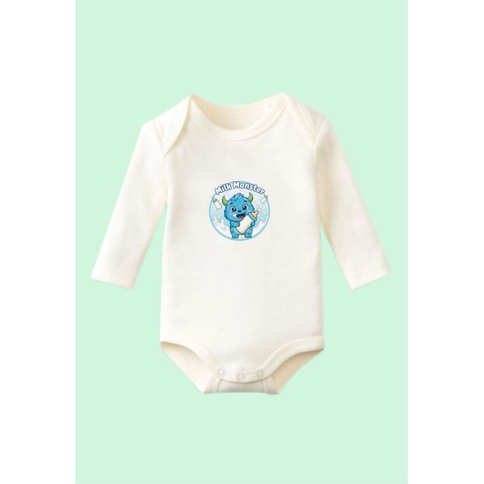 Yeni Sezon Body Milk Moster Tasarımlı Pamuk 0-24 Ay