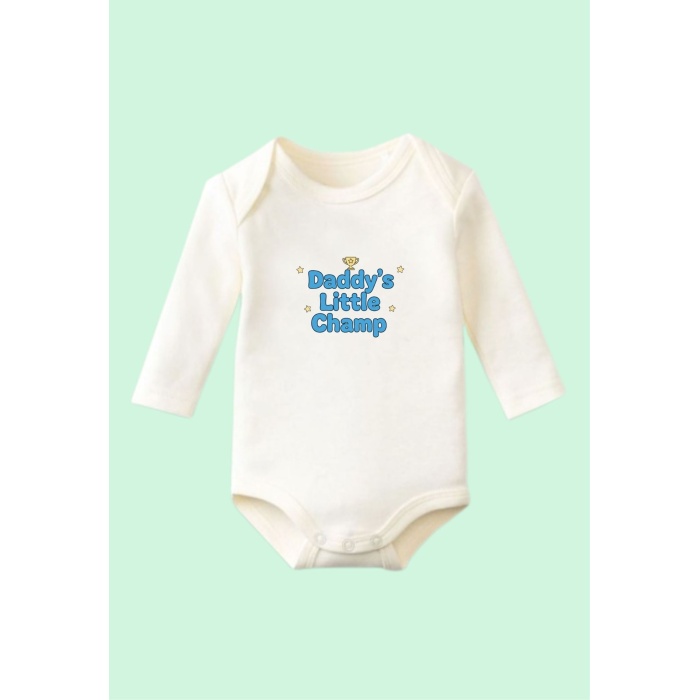 Bebek Body Daddys Tasarımlı Uzun Kollu Pamuk  Beyaz