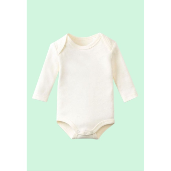 Unisex Bebek Body Leylekli Tasarımlı Pamuklu Beyaz