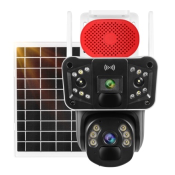 Okam 3915 4g 6mp Dual Lens Güneş Panelli Solar Sirenli Güvenlik Kamerası beyaz Renk