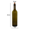 12 li Mantar Tıpalı Şarap Şişesi, Cam Yağ Şişesi (750 ml), Yeşil Cam Şişe