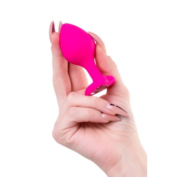 8 cm Diamond Heart Silikon Pembe Anal Plug