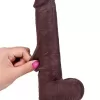 20 cm Dual Layer Oynar Derili Realistik Siyah Penis Dildo