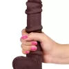 20 cm Dual Layer Oynar Derili Realistik Siyah Penis Dildo