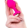 8 cm Diamond Heart Silikon Pembe Anal Plug