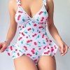 Vişne Desenli Fantezi Body