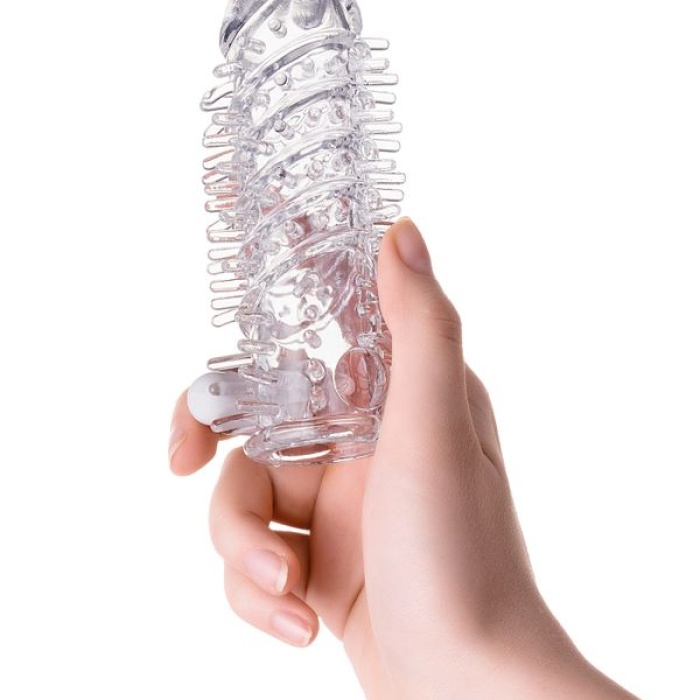 Titreşimli Slikon Tırtıklı Penis Kılıfı