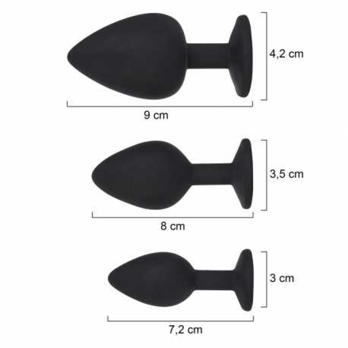 Sİlikon Siyah Taşlı Anal Plug Small