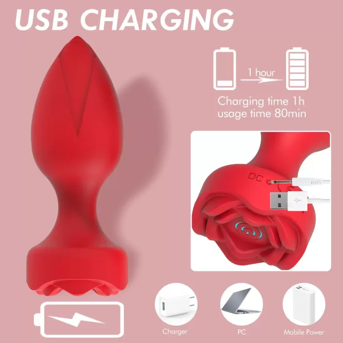 Uzaktan Kumandalı Gül Şekilli Anal Vibrator