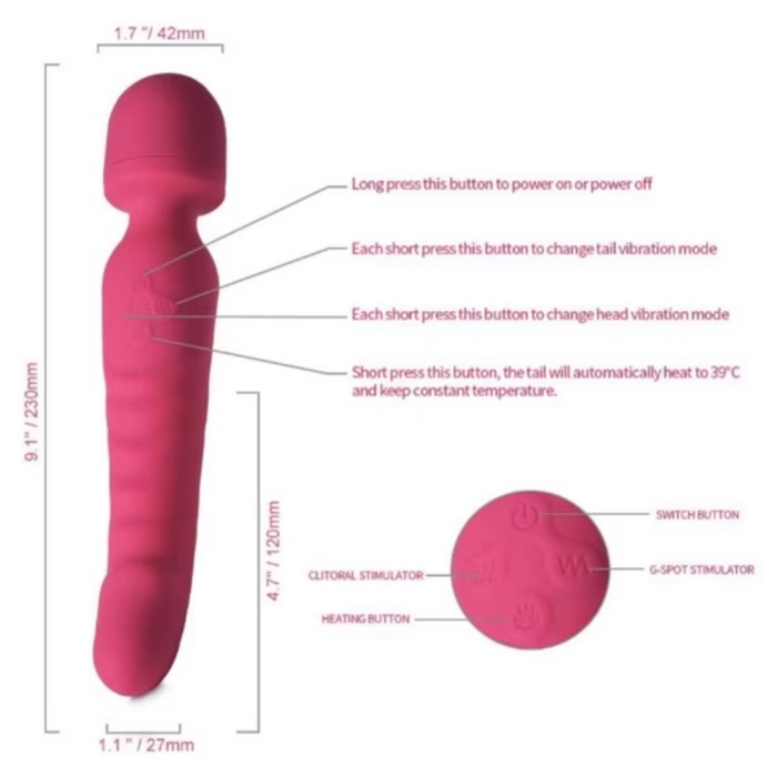 Çift Taraflı Isıtmalı Wand Masaj Vibratör