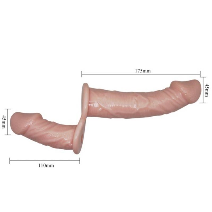 17,5 cm Çift Taraflı Titreşimli Belden Bağlamalı Penis