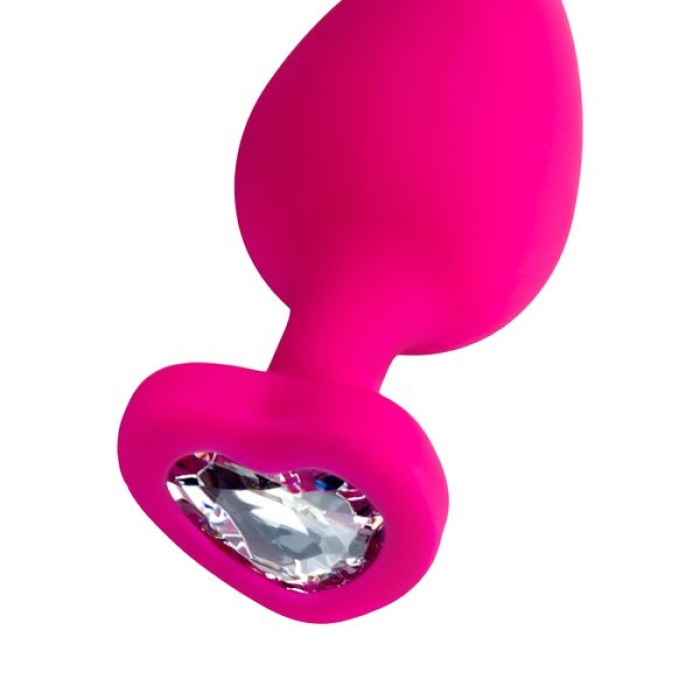 9,5 cm Diamond Heart Silikon Pembe Anal Plug
