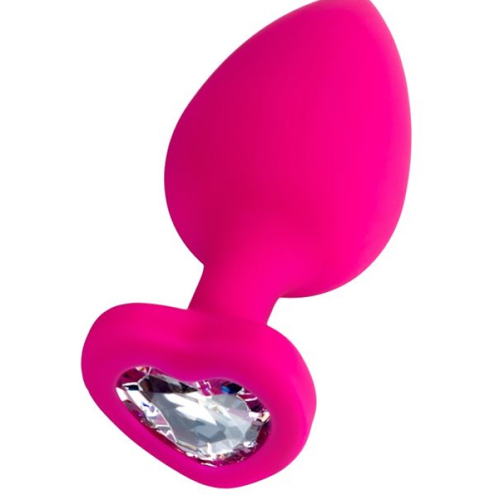 9,5 cm Diamond Heart Silikon Pembe Anal Plug