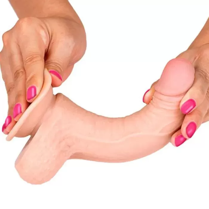 18 cm Dual Layer Oynar Derili Realistik Penis Dildo