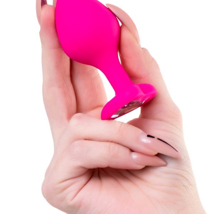 8 cm Diamond Heart Silikon Pembe Anal Plug