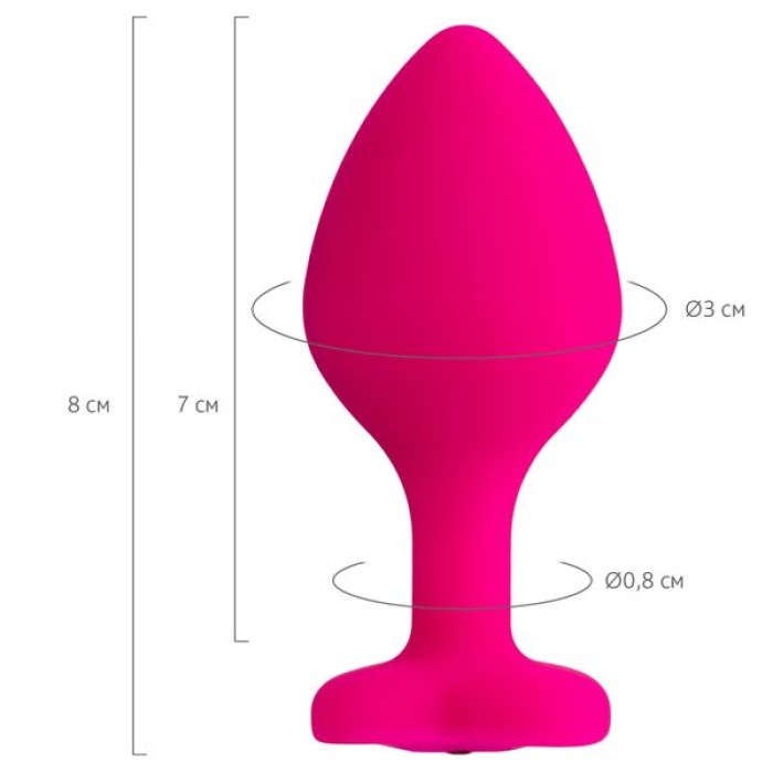 8 cm Diamond Heart Silikon Pembe Anal Plug