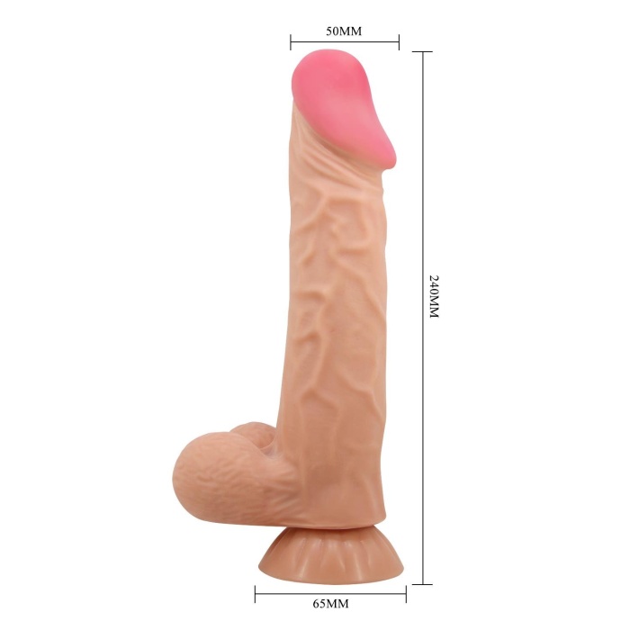 24 cm Kıkırdaklı Çift Katmanlı Gerçekçi Titreşimli Dildo Vibratör Penis
