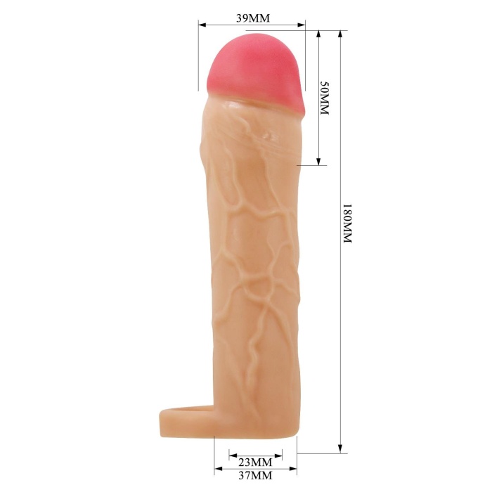5 cm Dolgulu Premium Ten Rengi Silikon Penis Kılıfı