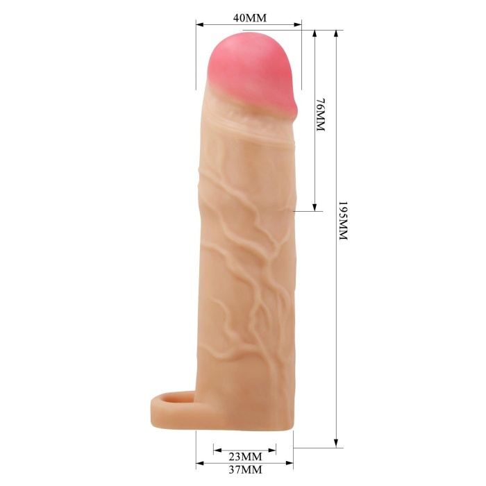 7,6 cm Dolgulu Premium Ten Rengi Silikon Penis Kılıfı