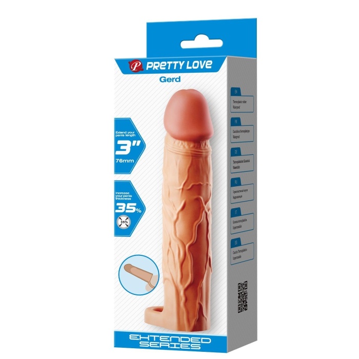 7,6 cm Dolgulu Premium Ten Rengi Silikon Penis Kılıfı