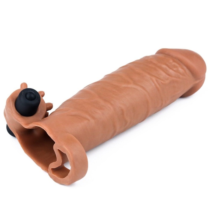 3 cm Uzatmalı Realistik Titreşimli Penis Kılıfı