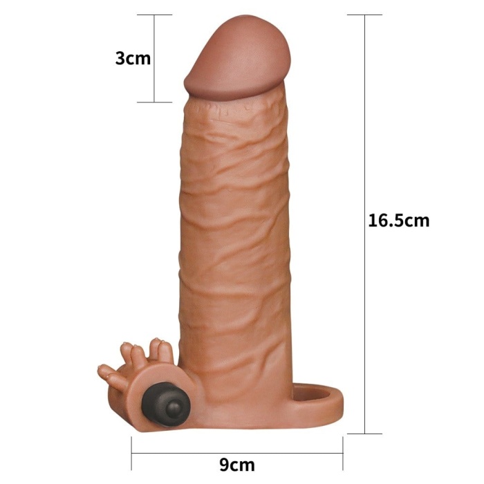 3 cm Uzatmalı Realistik Titreşimli Penis Kılıfı