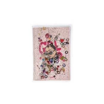 Simli Ve Sulu Kapaklı Renkli Sayfalı Desenli Mini Defter
