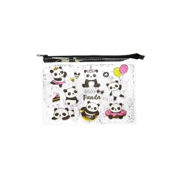 Panda Simli ve Sulu Fermuarlı Şeffaf A4 Dosya