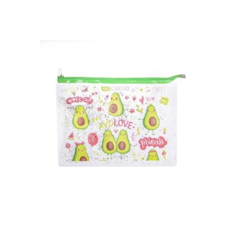 Avokado Simli ve Sulu Fermuarlı Şeffaf A4 Dosya