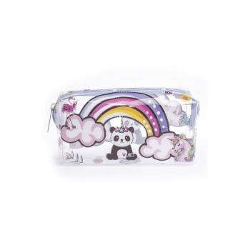 Vuki Mix Şeffaf Fermuarlı Desenli Kalem Kutu