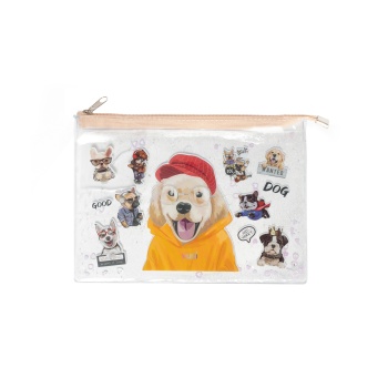 Köpek Simli ve Sulu Fermuarlı Şeffaf A5 Dosya