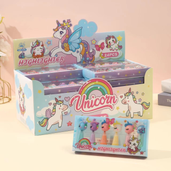 Highlighter Fosforlu Kalem 6lı Set Unicorn Desenli