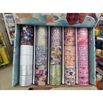 Renkli Desenli Dekoratif Kağıt Bant 6lı Set - 3 Metre Uzunluğunda