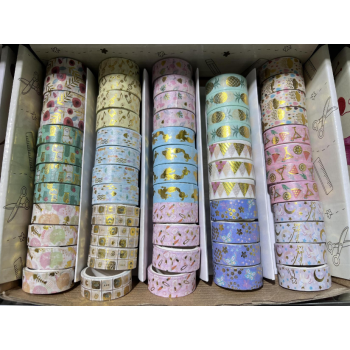 Renkli Desenli Dekoratif Kağıt Bant 6lı Set - 3 Metre Uzunluğunda