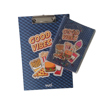 Sekreterlik A5 Defter ve Mini Defter 3lü Kırtasiye Seti - Fast Food Desenli