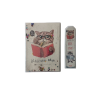 Kedi Desenli Simli ve Sulu Kapaklı Defter & Ayraç Set