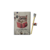 Kedi Desenli Simli ve Sulu Kapaklı Defter & Kalem Set