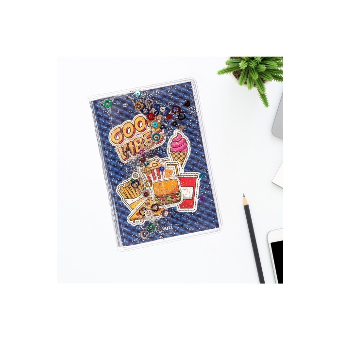 Simli Ve Sulu Kapaklı Renkli Sayfalı Desenli Mini Defter