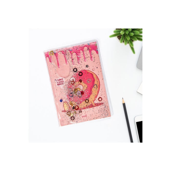 Simli Ve Sulu Kapaklı Renkli Sayfalı Desenli Mini Defter