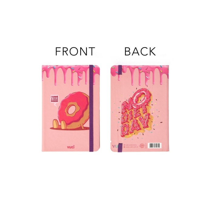 Desenli Sert Kapak Lastikli Defter A6