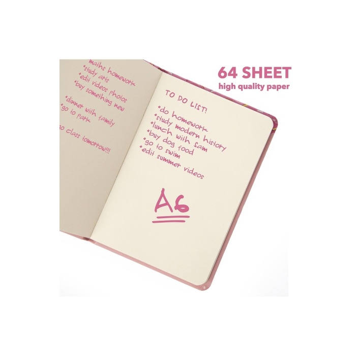 Desenli Sert Kapak Lastikli Defter A6