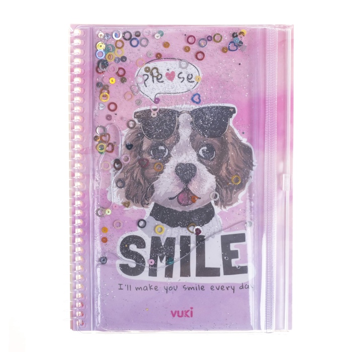 Köpek Simli ve Sulu Kapaklı Kalem Kutulu A5 Defter