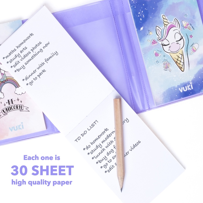 Unicorn Renkli Kapaklı Mini 3 Bölmeli Kalemli Defter