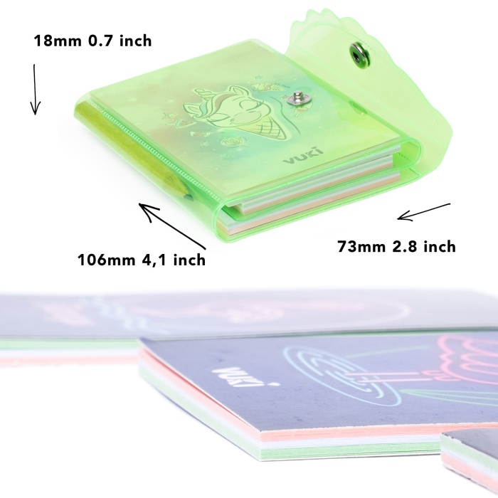 Unicorn Renkli Kapaklı Mini 3 Bölmeli Kalemli Defter