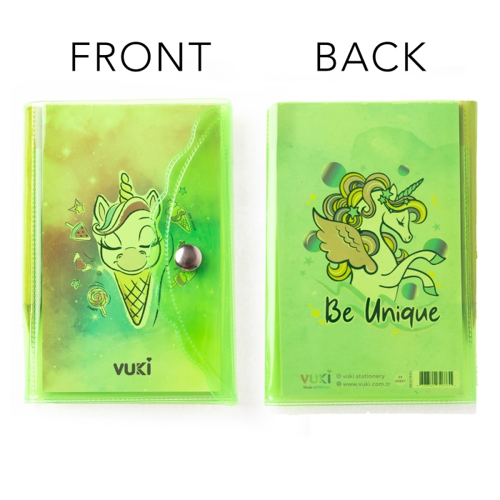 Unicorn Renkli Kapaklı Mini 3 Bölmeli Kalemli Defter