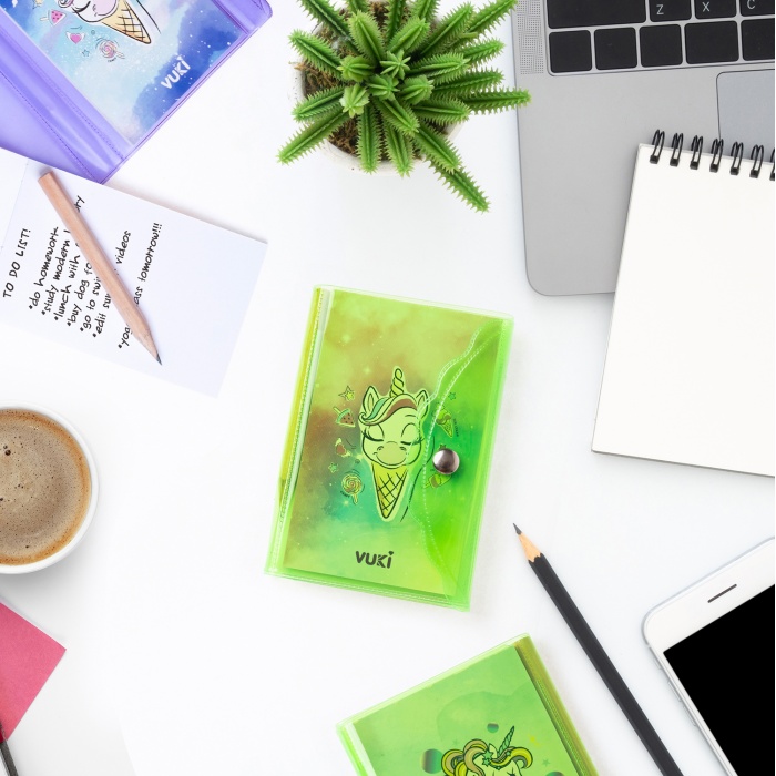 Unicorn Renkli Kapaklı Mini 3 Bölmeli Kalemli Defter