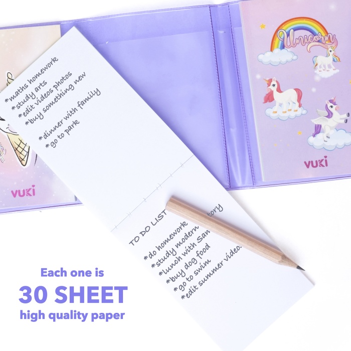 Unicorn Renkli Kapaklı Mini 3 Bölmeli Kalemli Defter