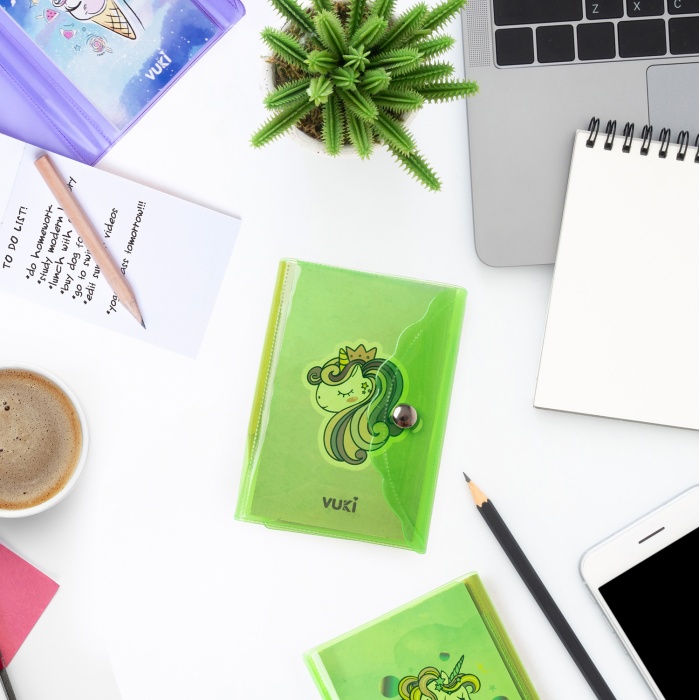 Unicorn Renkli Kapaklı Mini 3 Bölmeli Kalemli Defter