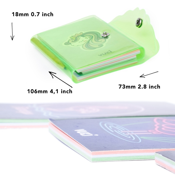 Unicorn Renkli Kapaklı Mini 3 Bölmeli Kalemli Defter