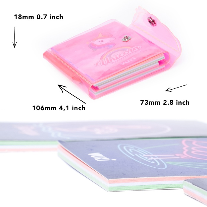Unicorn Renkli Kapaklı Mini 3 Bölmeli Kalemli Defter